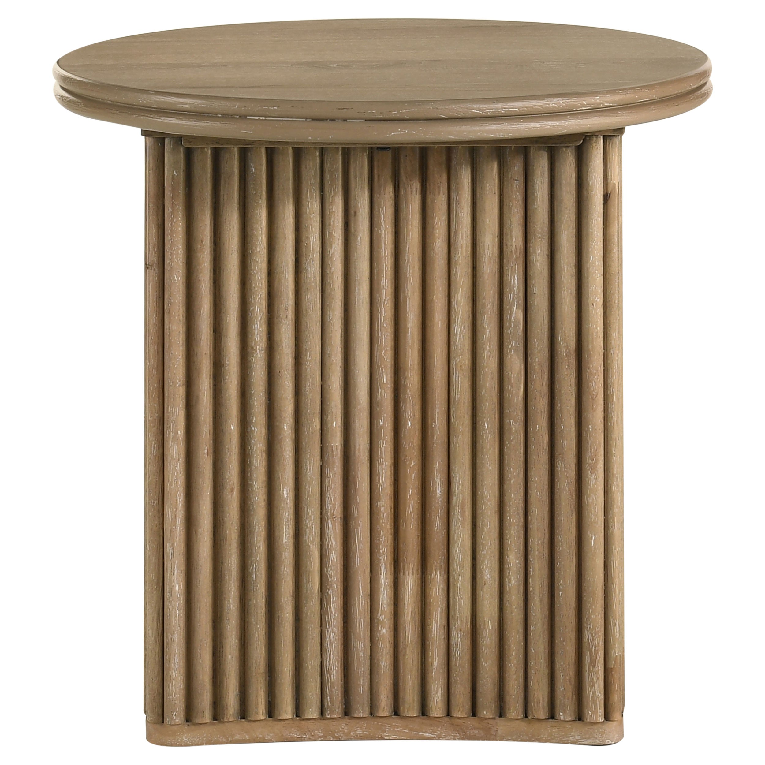 Adina 3-piece Round Coffee Table Set Distressed Light Brown — view 5