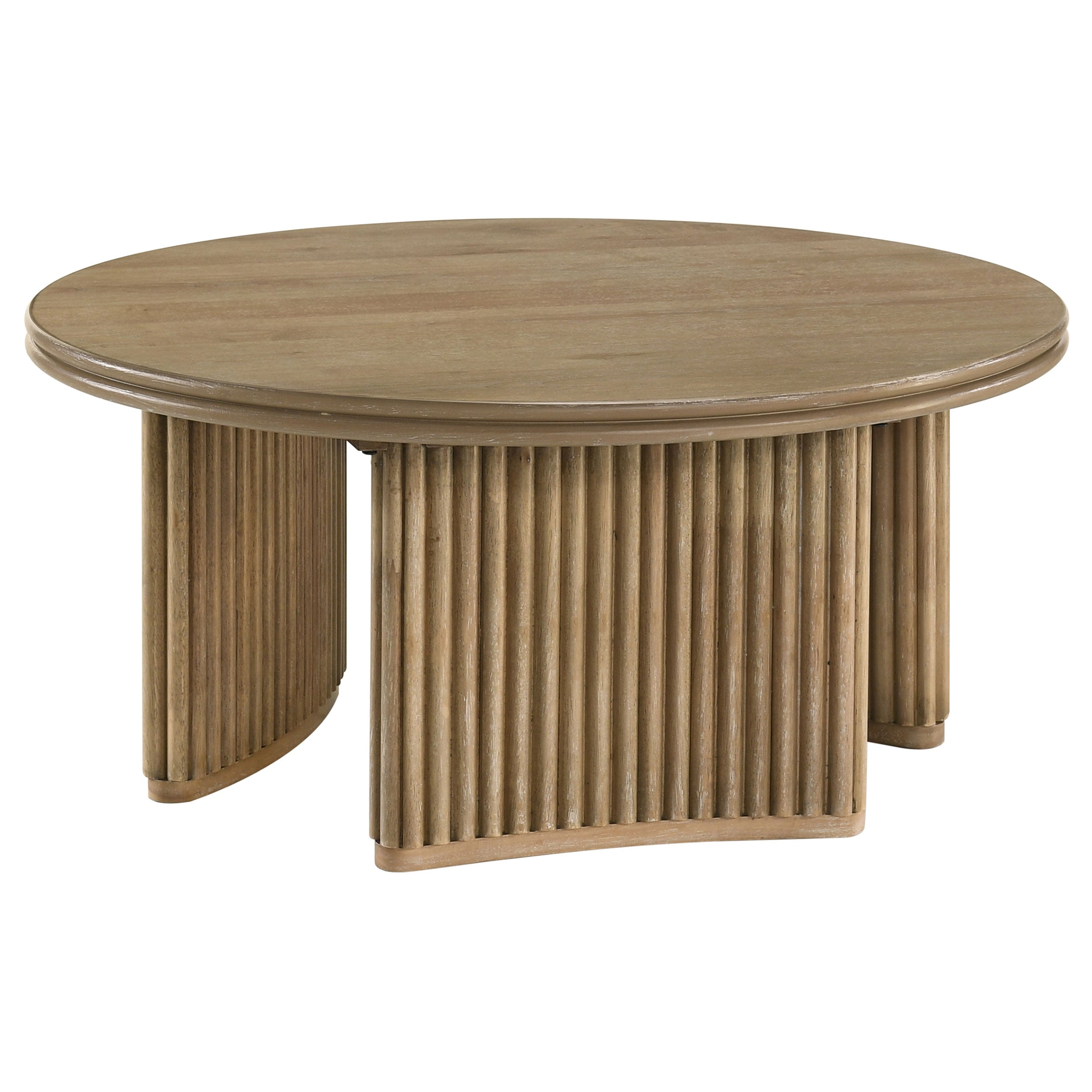 Adina 3-piece Round Coffee Table Set Distressed Light Brown — view 7