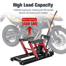 Hydraulic Motorcycle Lift Jack With 1500 Lbs Capacity And Foot-Operated Scissor Lift - Red