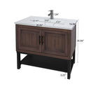 Modern Freestanding Bathroom Vanity With Ceramic Sink, Hot And Cold Faucet, Storage Cabinet & Open Shelf
