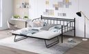 Full Size Metal Daybed with Twin Size Adjustable Trundle, Portable Folding Trundle, Black(OLD SKU:MF293736AAB)