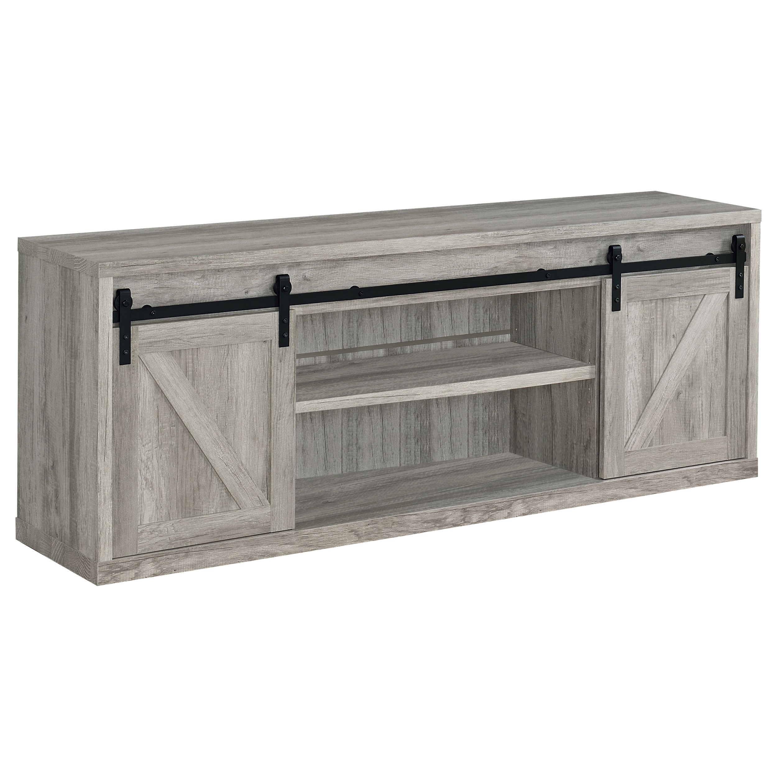 Brockton 2-door Engineered Wood 71-inch TV Stand Grey Driftwood — view 1