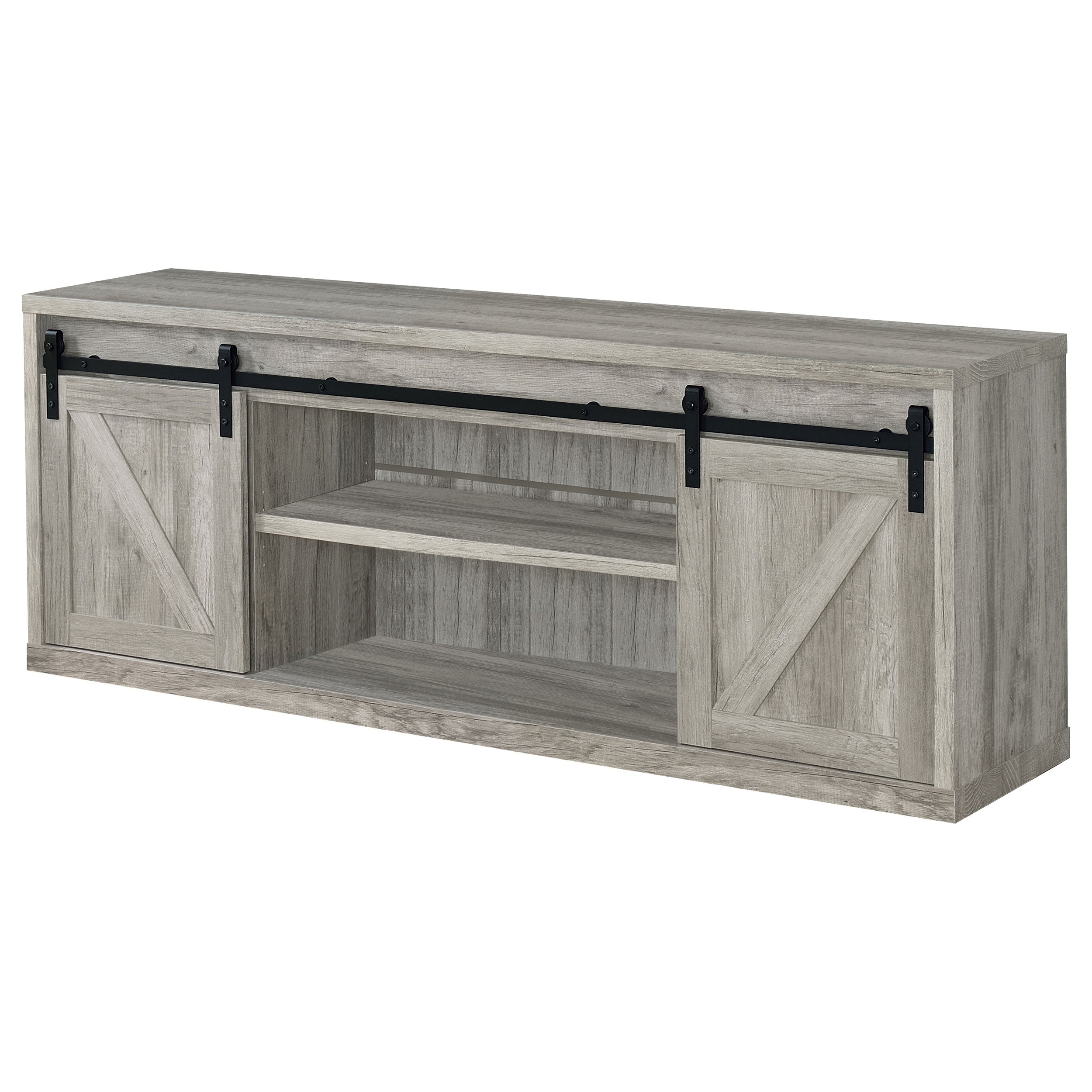 Brockton 2-door Engineered Wood 71-inch TV Stand Grey Driftwood — view 3