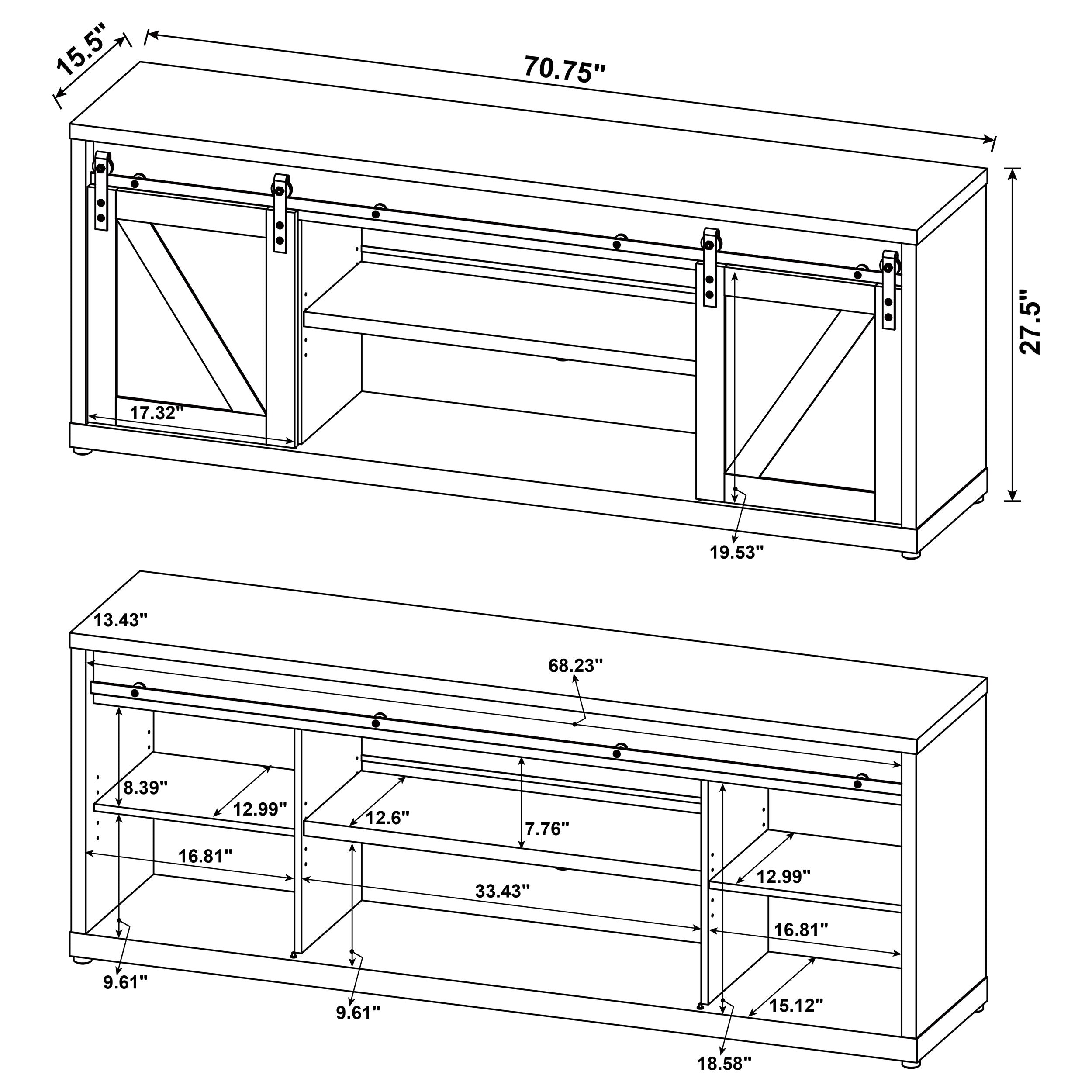 Brockton 2-door Engineered Wood 71-inch TV Stand Grey Driftwood — view 5