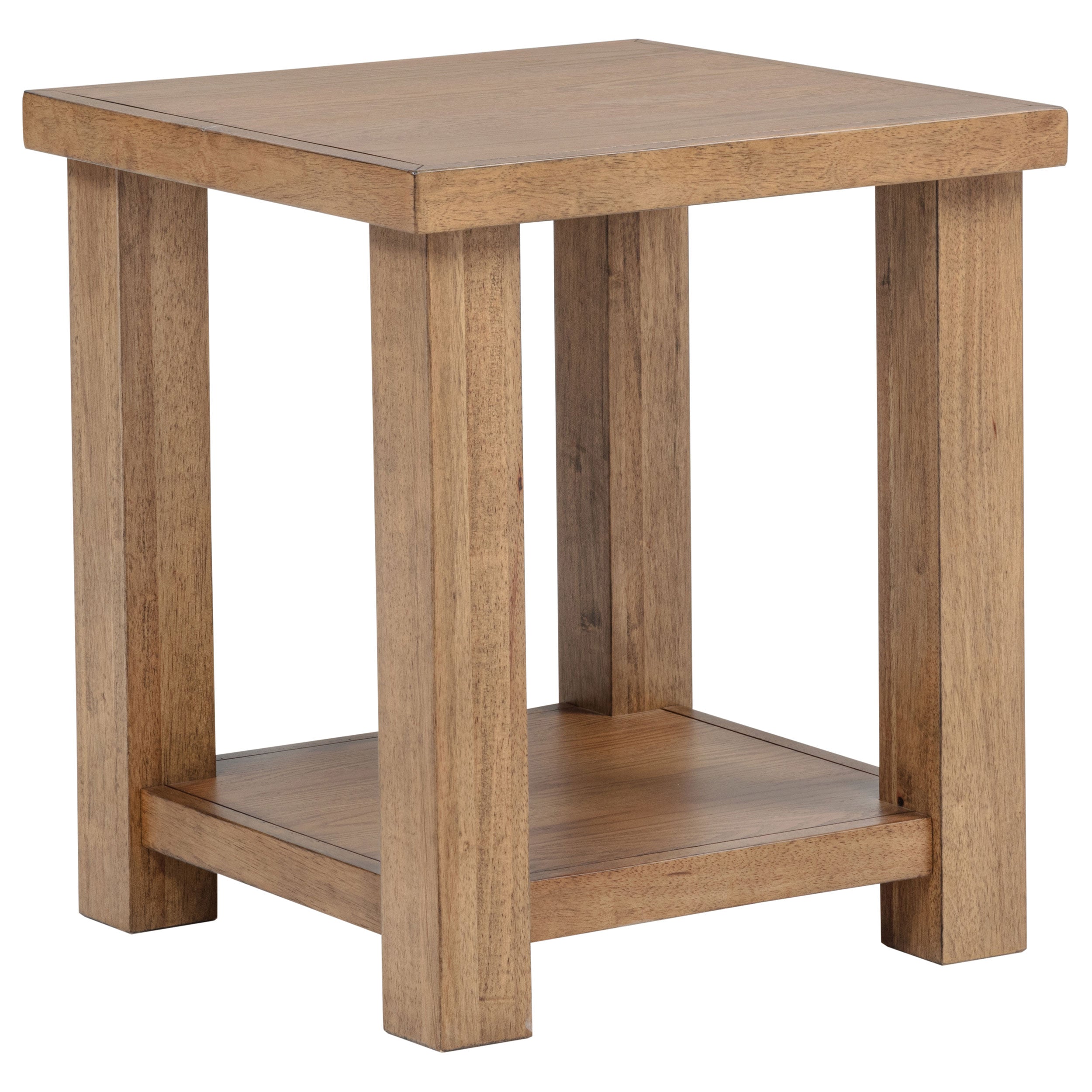 Beasley Square Wood End Side Table With Shelf Golden Oak — view 1