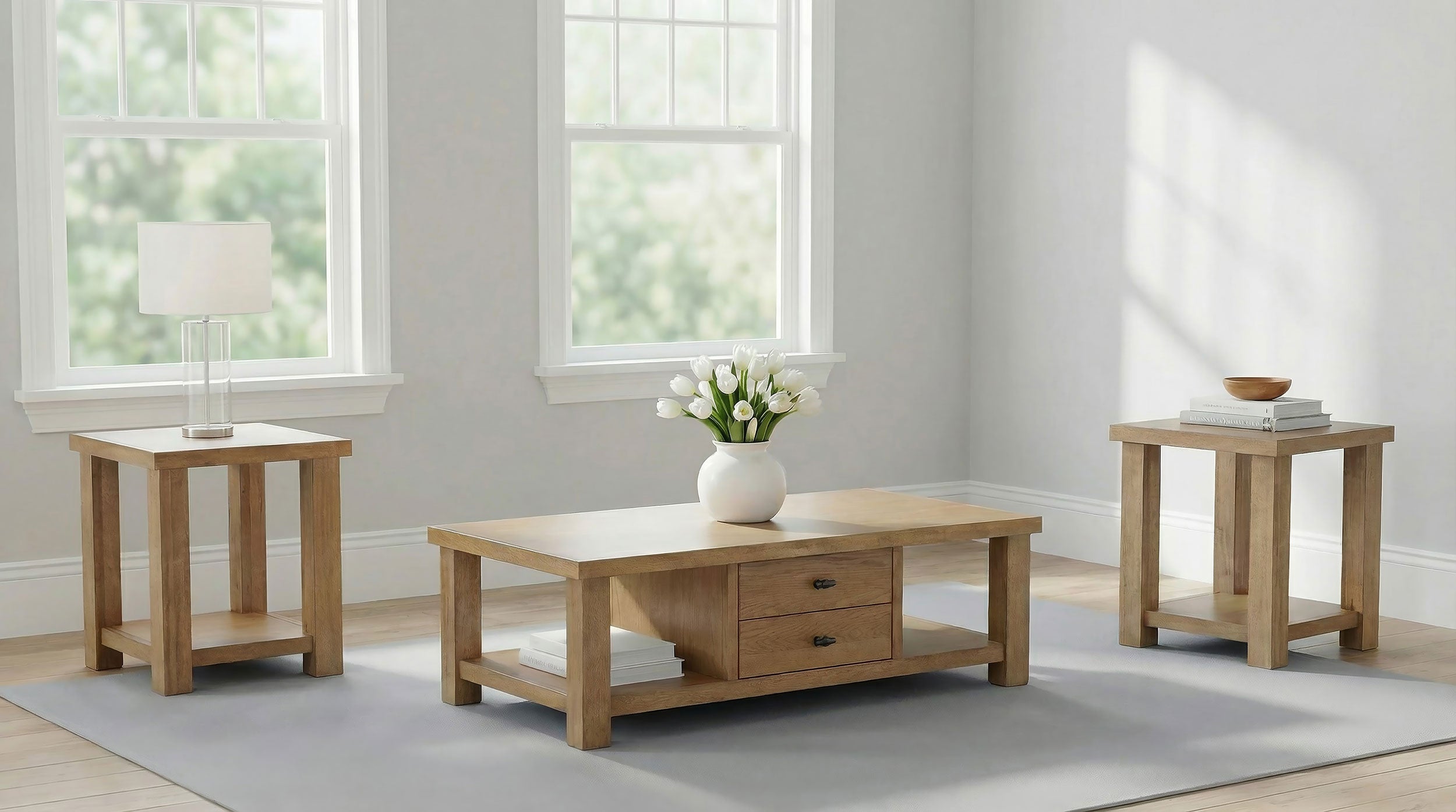 Beasley 3-Piece Wood Coffee Table Set Golden Oak — view 1