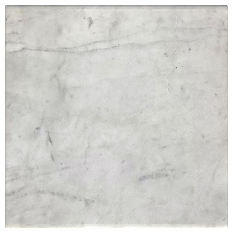 Ebby - Square Genuine Marble Top Metal End Table - White