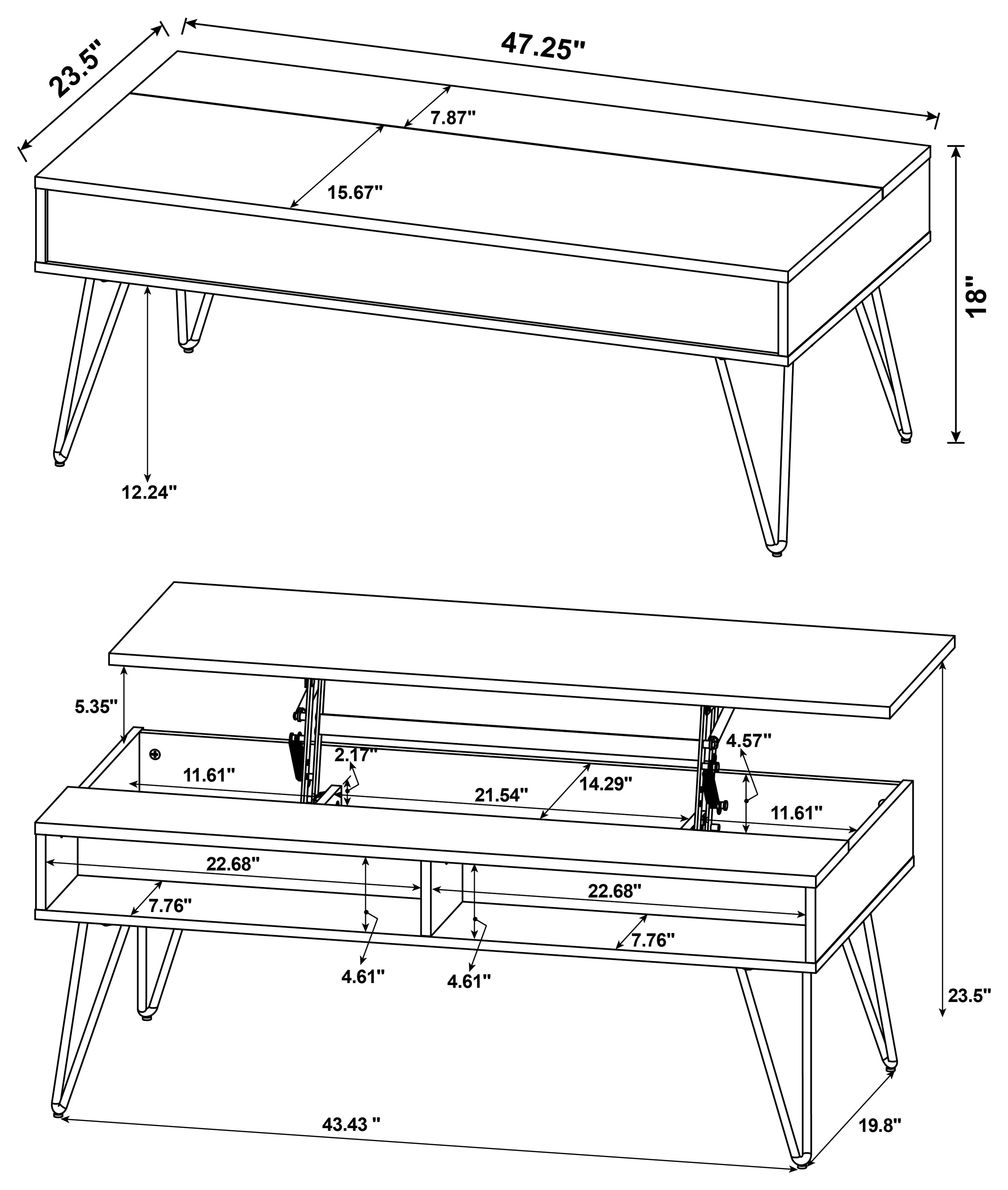 Fanning Engineered Wood Lift Top Coffee Table Golden Oak — view 4