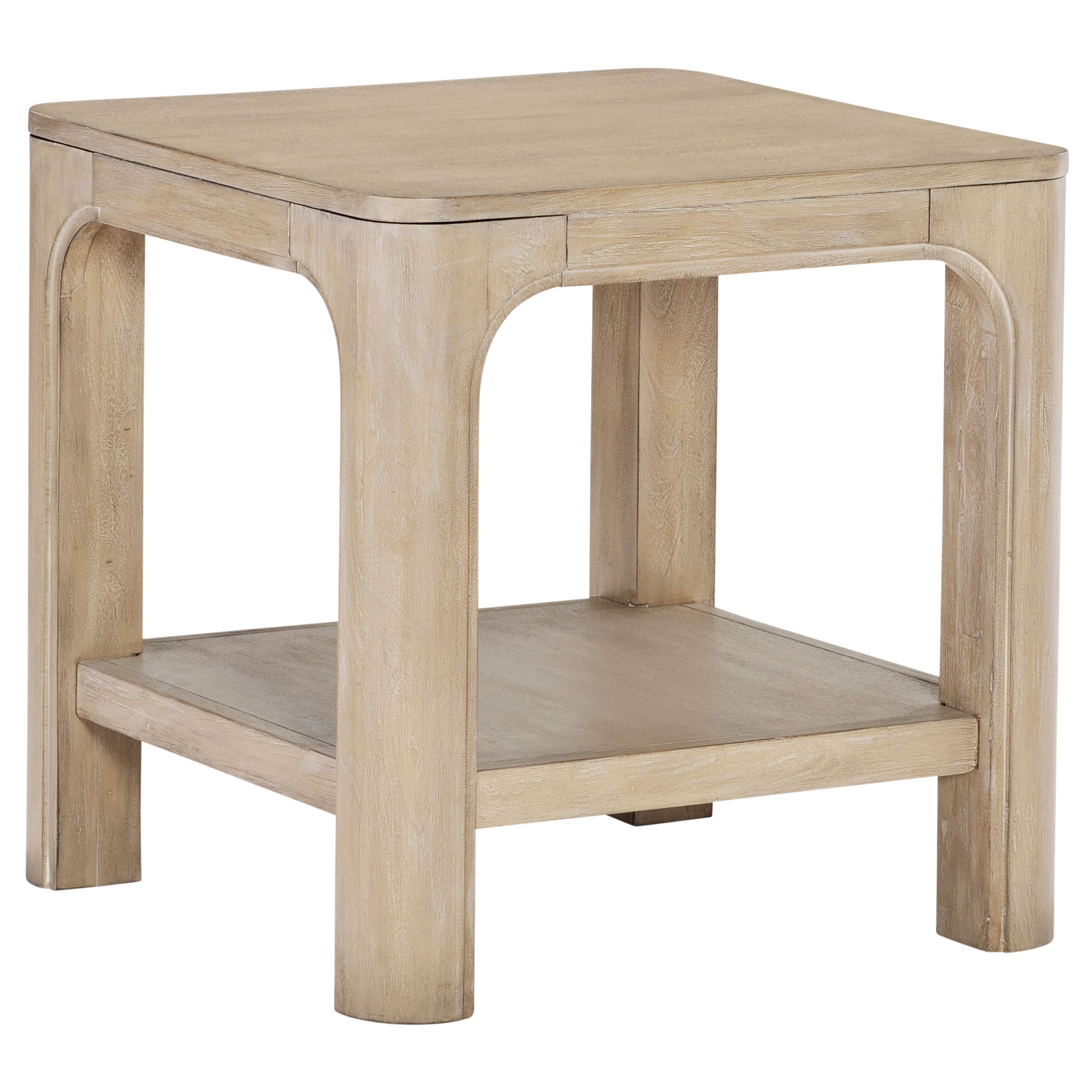 Solano Square Wood Side End Table with Shelf Weathered Mango — view 1