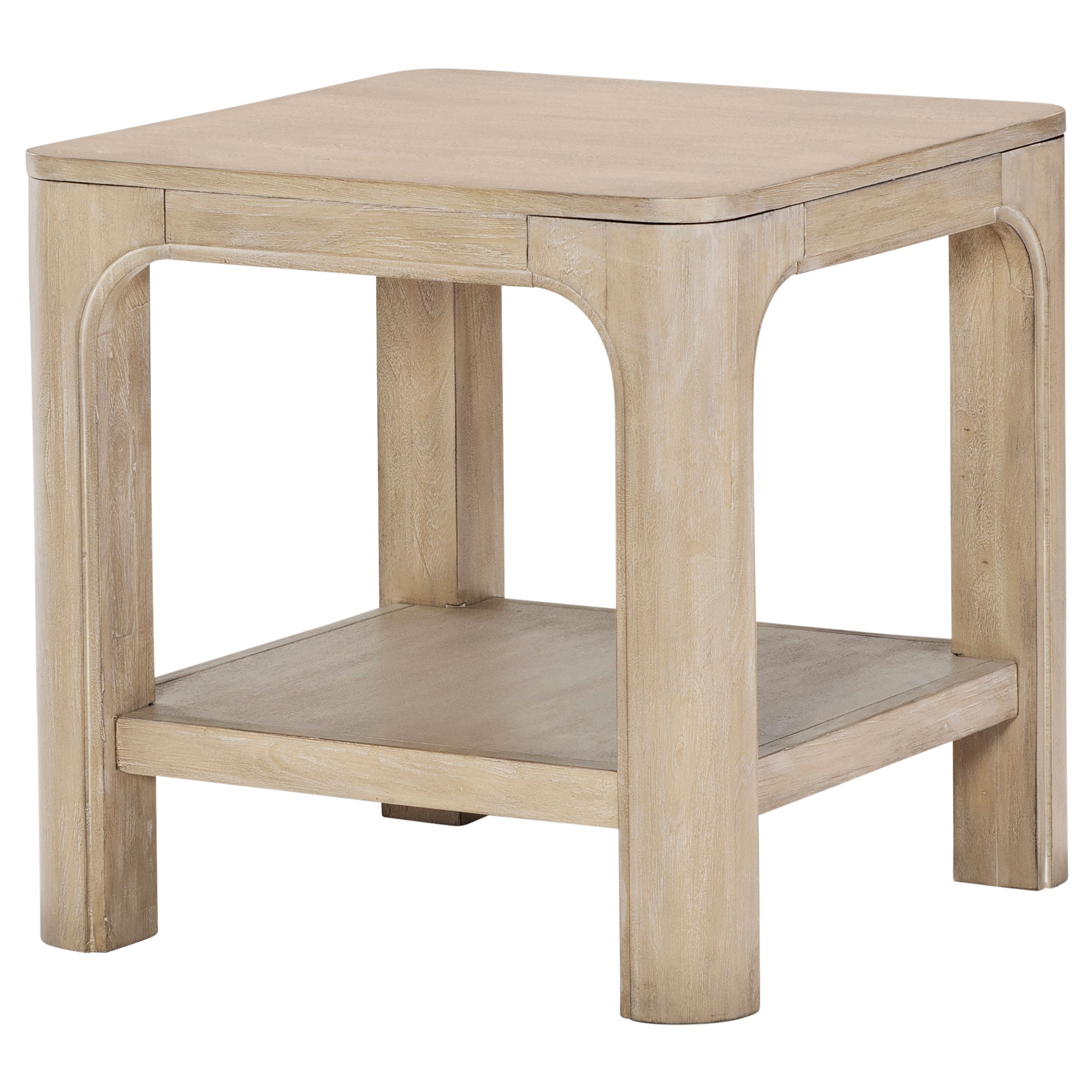 Solano Square Wood Side End Table with Shelf Weathered Mango — view 4
