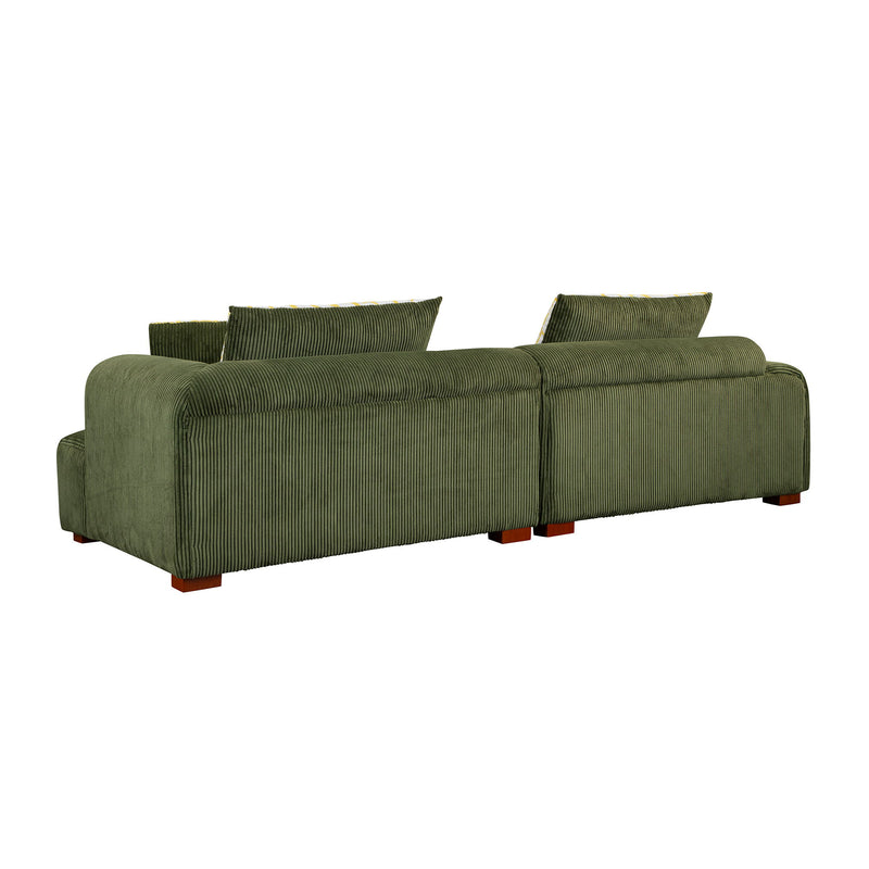 Modern Couch Corduroy Comfy Sofa With Rubber Wood Legs, 4 Pillows For Living Room