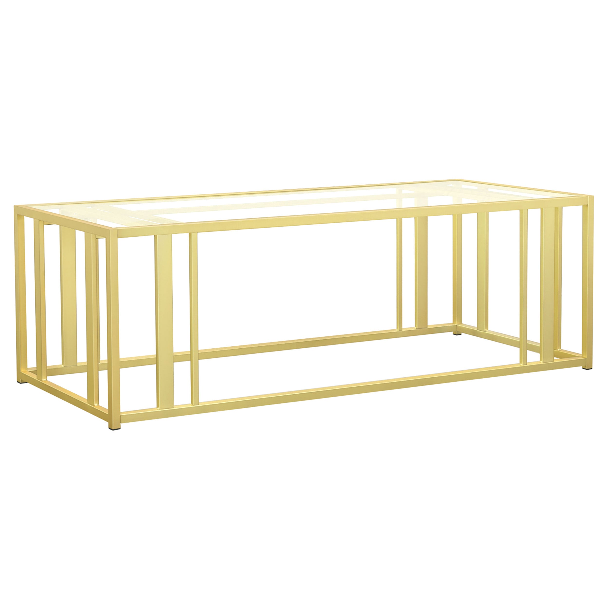 Adri Rectangular Glass Top Coffee Table Matte Brass — view 1
