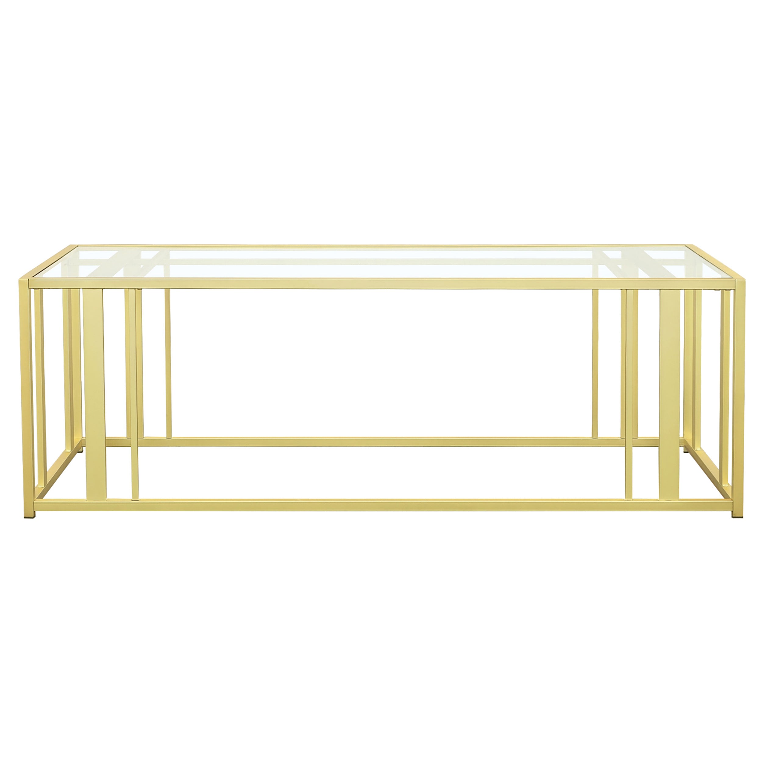 Adri Rectangular Glass Top Coffee Table Matte Brass — view 3