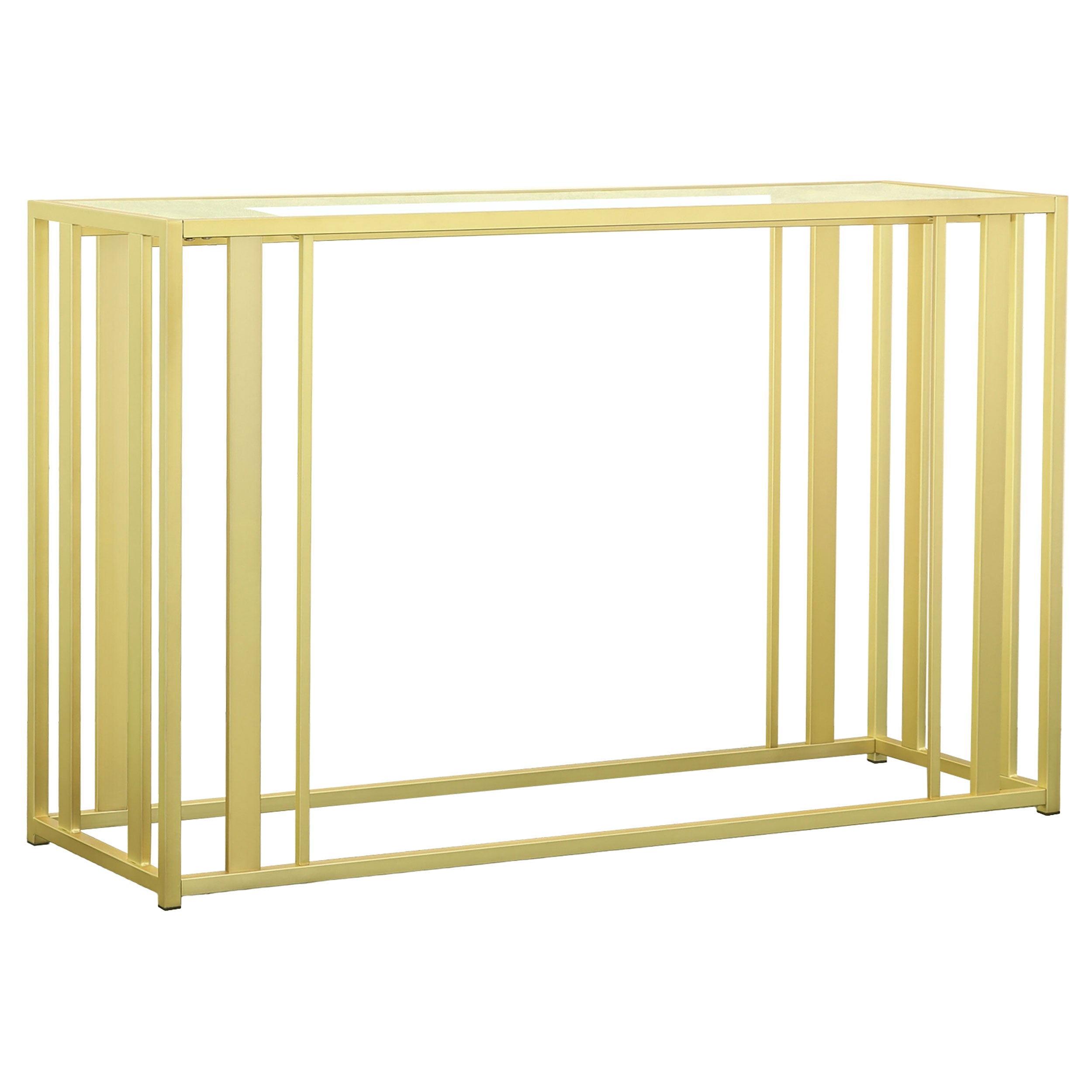 Adri Glass Top Entryway Console Table Matte Brass — view 1