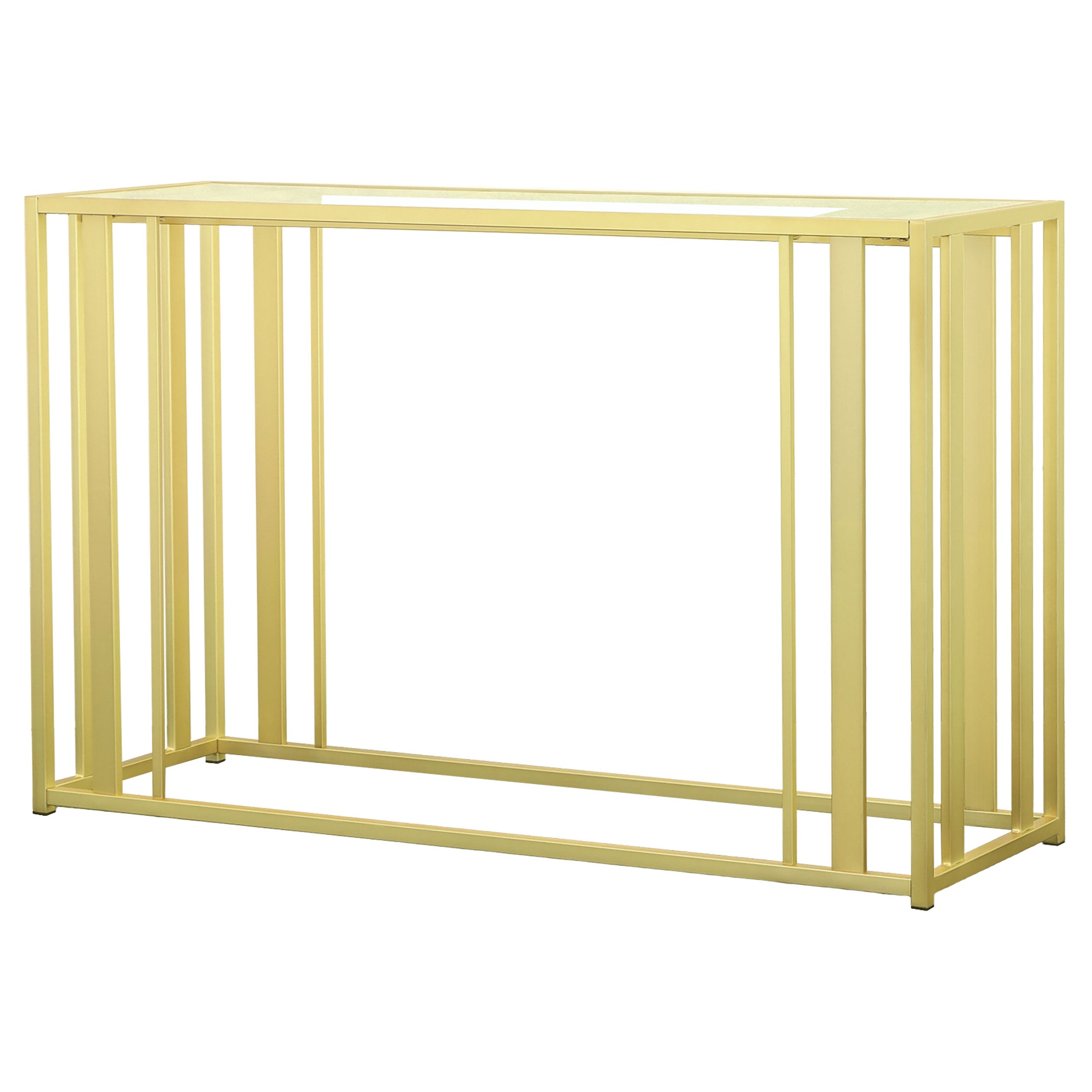 Adri Glass Top Entryway Console Table Matte Brass — view 4