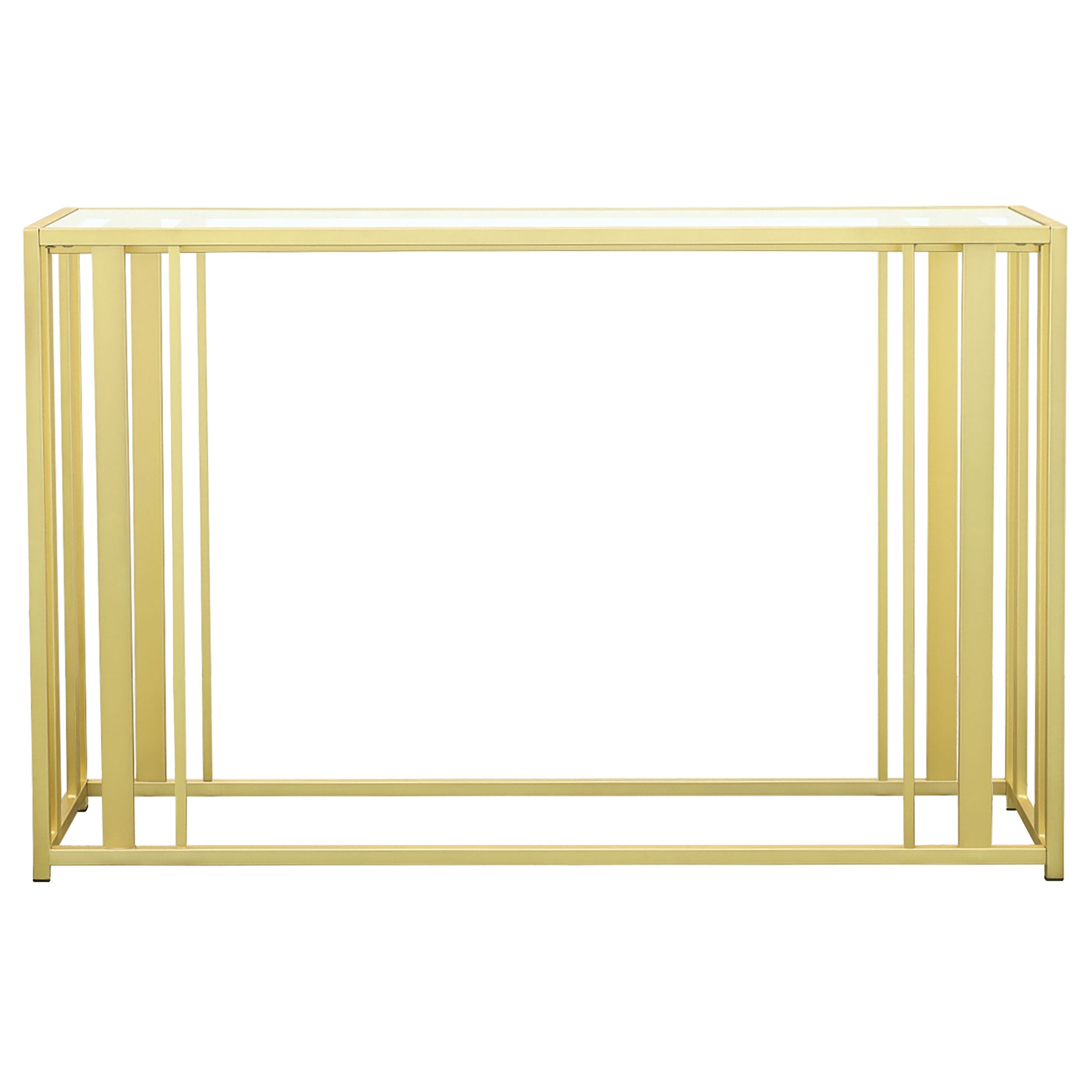 Adri Glass Top Entryway Console Table Matte Brass — view 6