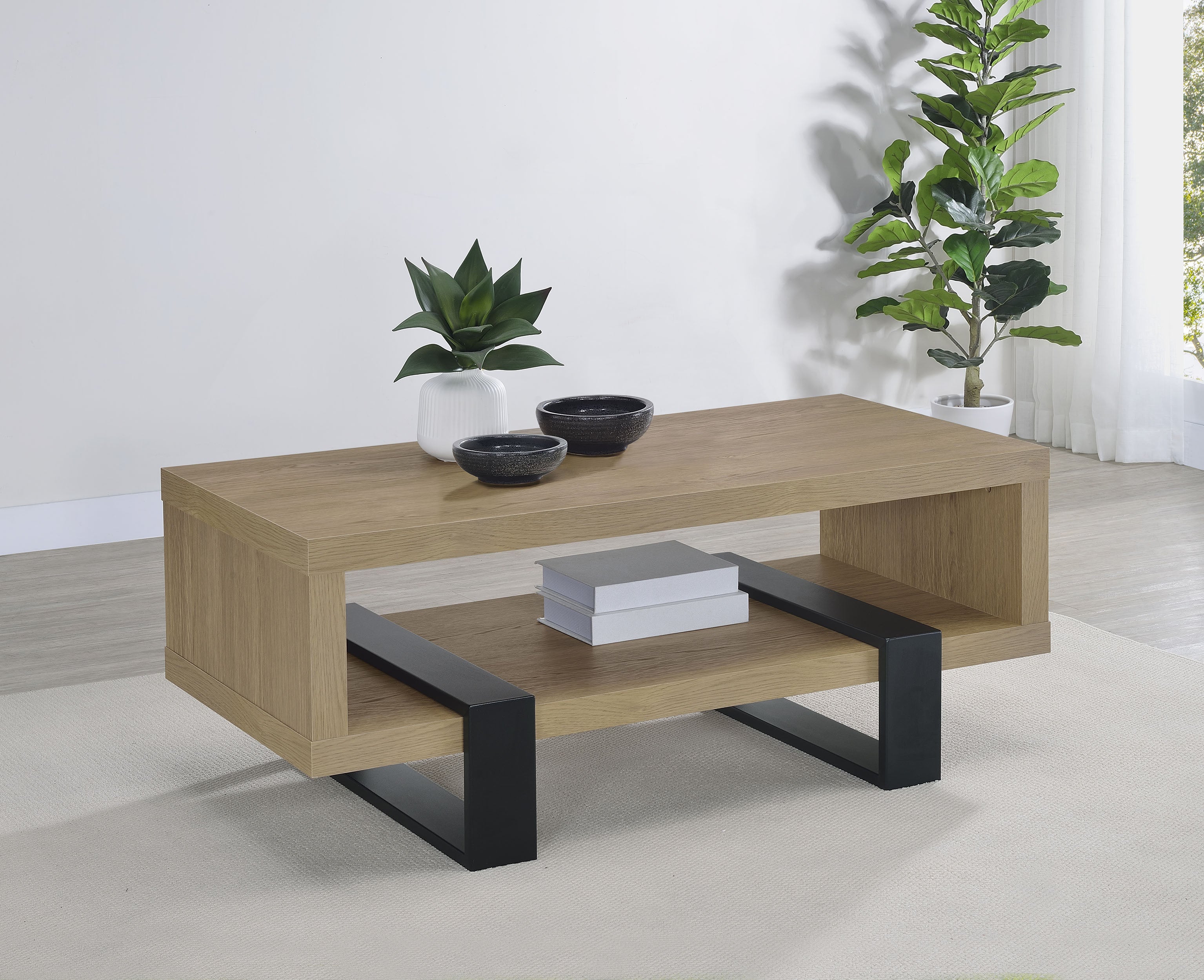 Dinard Engineered Wood Cocktail Coffee Table Latte — view 2