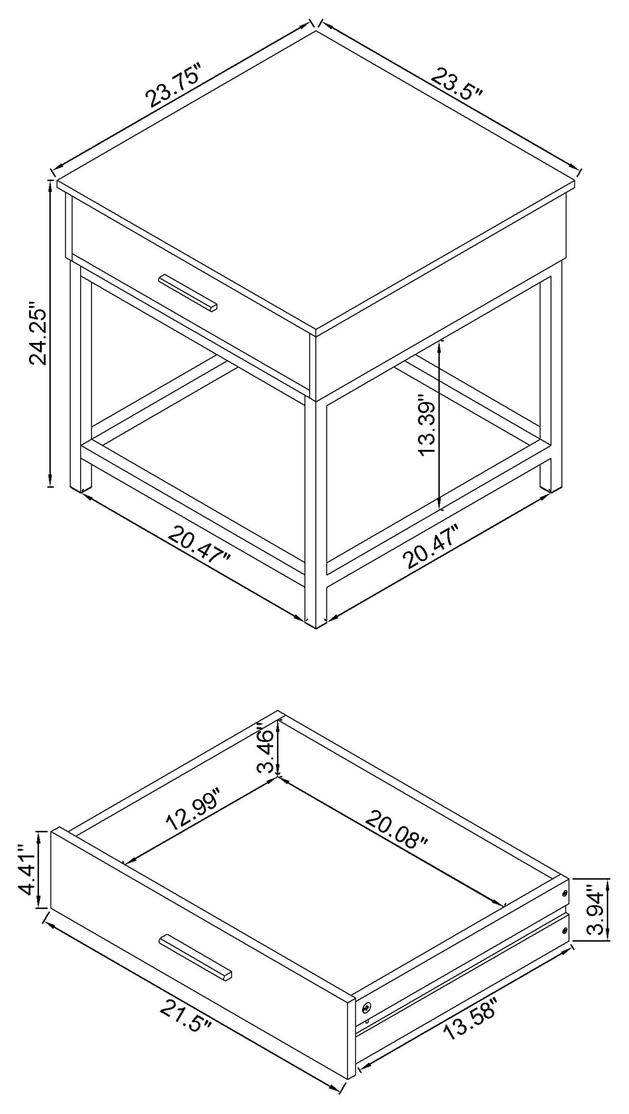 Byers 1-drawer Square Engineered Wood End Table Brown Oak — view 3
