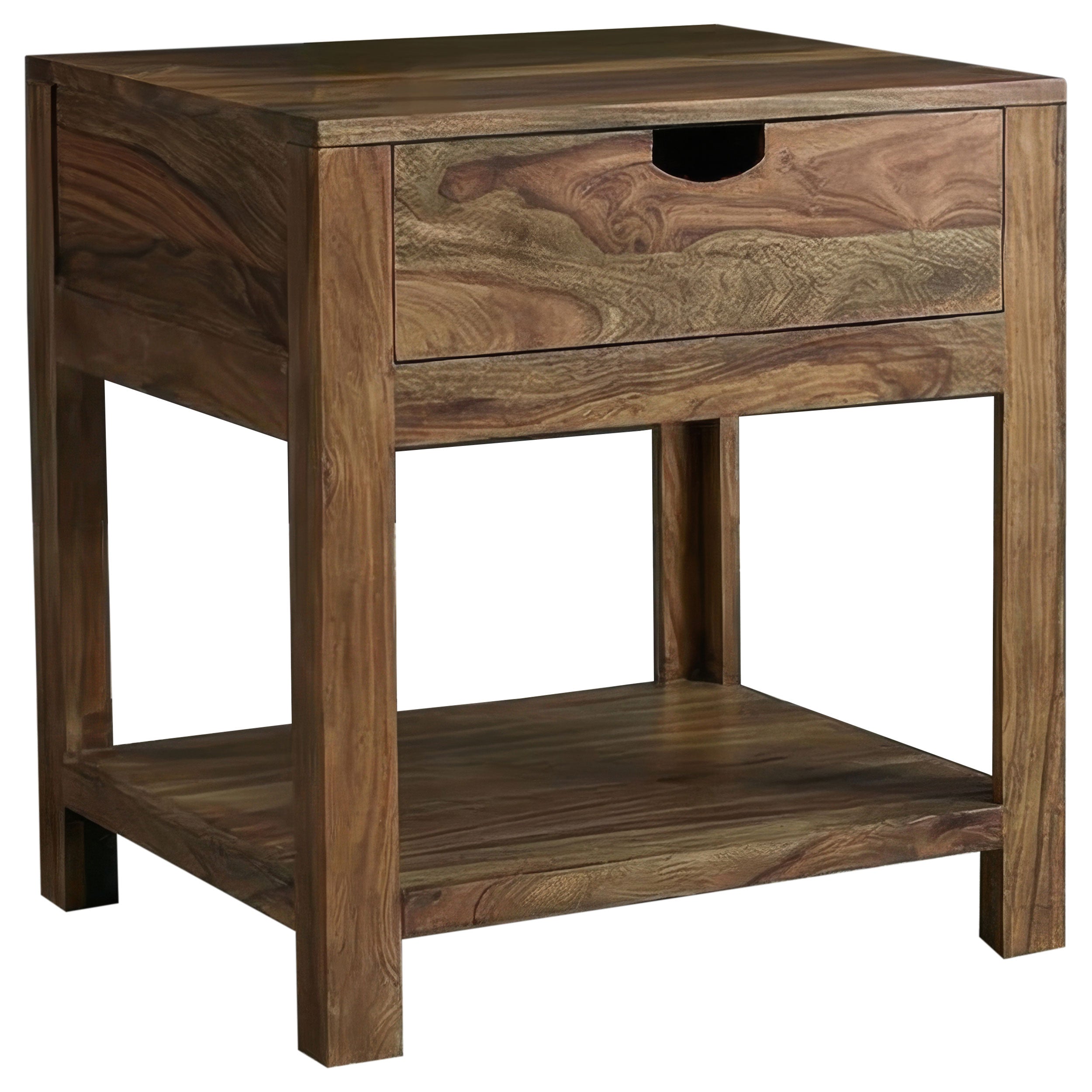 Esther 1-drawer Solid Wood Side End Table Natural Sheesham — view 1