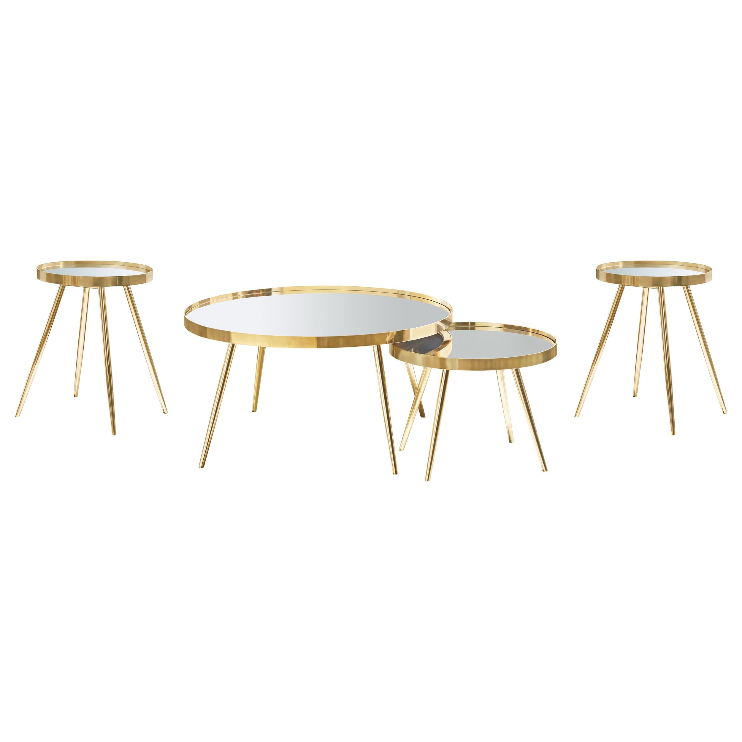 Kaelyn 4-piece Round Coffee and End Table Set Gold — view 2