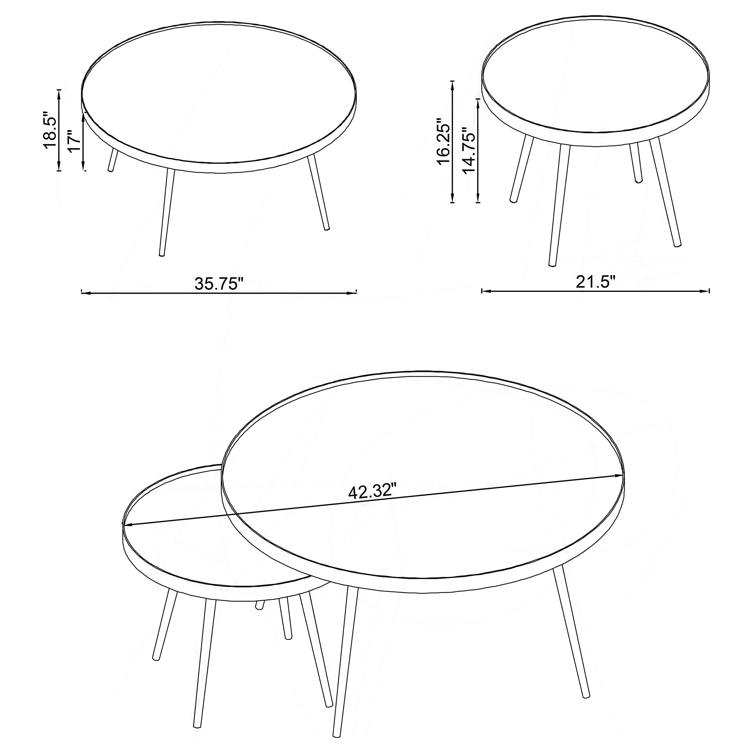 Kaelyn 2-piece Round Mirror Top Nesting Coffee Table Gold — view 3