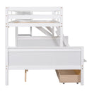 Twin over Full Bunk Bed with 2 Drawers,Slide,Shelves White