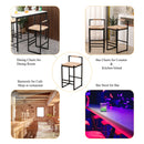 Water Hyacinth Woven Bar Stools With Back Support, Counter Height Dining Chairs (Set of 2) - Natural