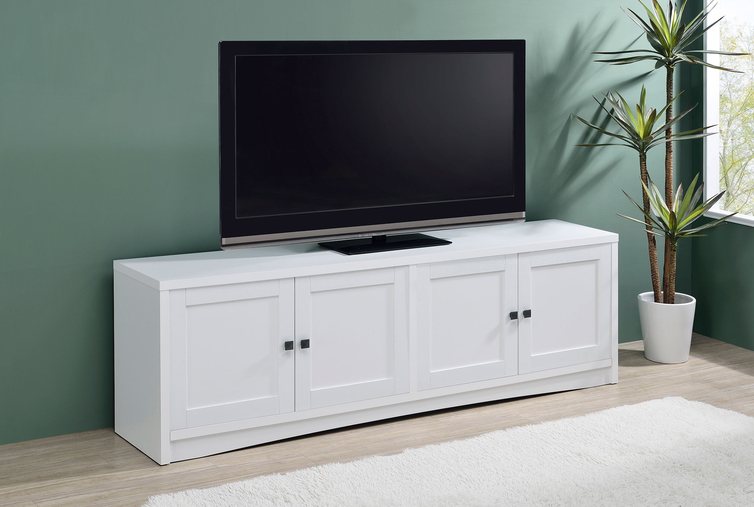 Laughlin 4-door Engineered Wood 78-inch TV Stand White — view 2