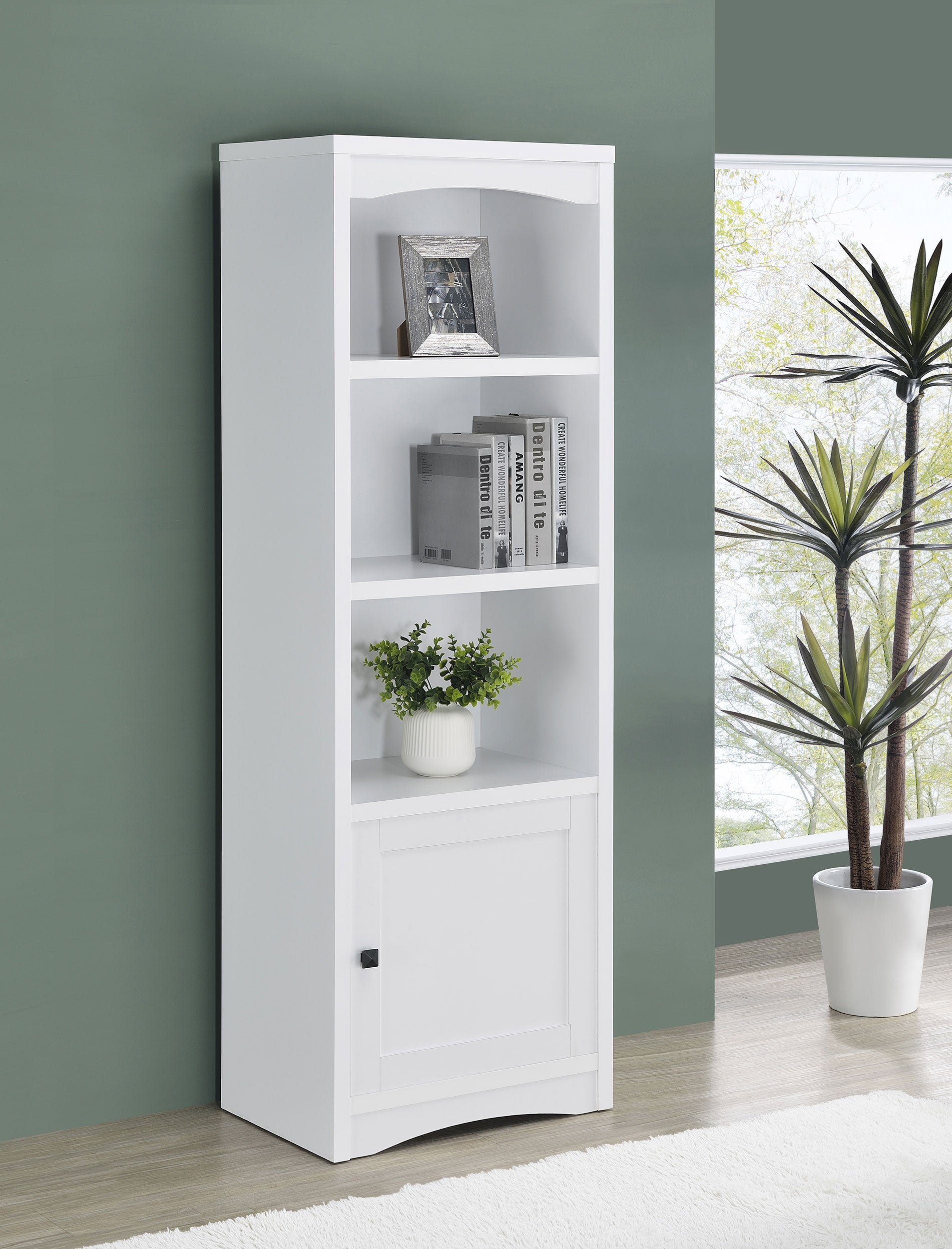 Laughlin 4-shelf Engineered Wood Media Tower White — view 2
