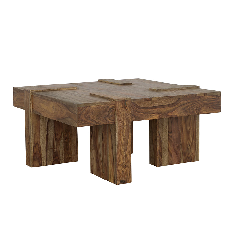 Samira Square Solid Wood Coffee Table Natural Sheesham — view 1