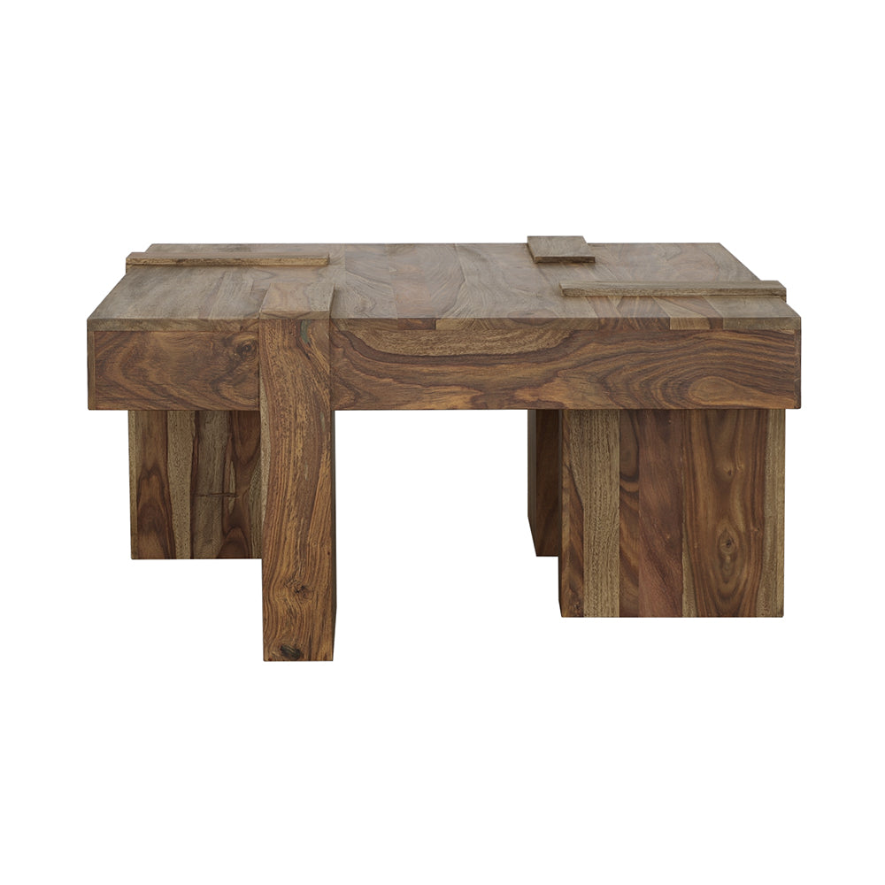 Samira Square Solid Wood Coffee Table Natural Sheesham — view 3