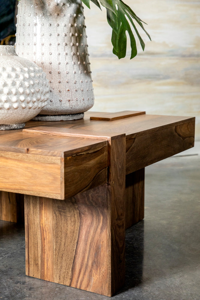 Samira Square Solid Wood Coffee Table Natural Sheesham — view 10