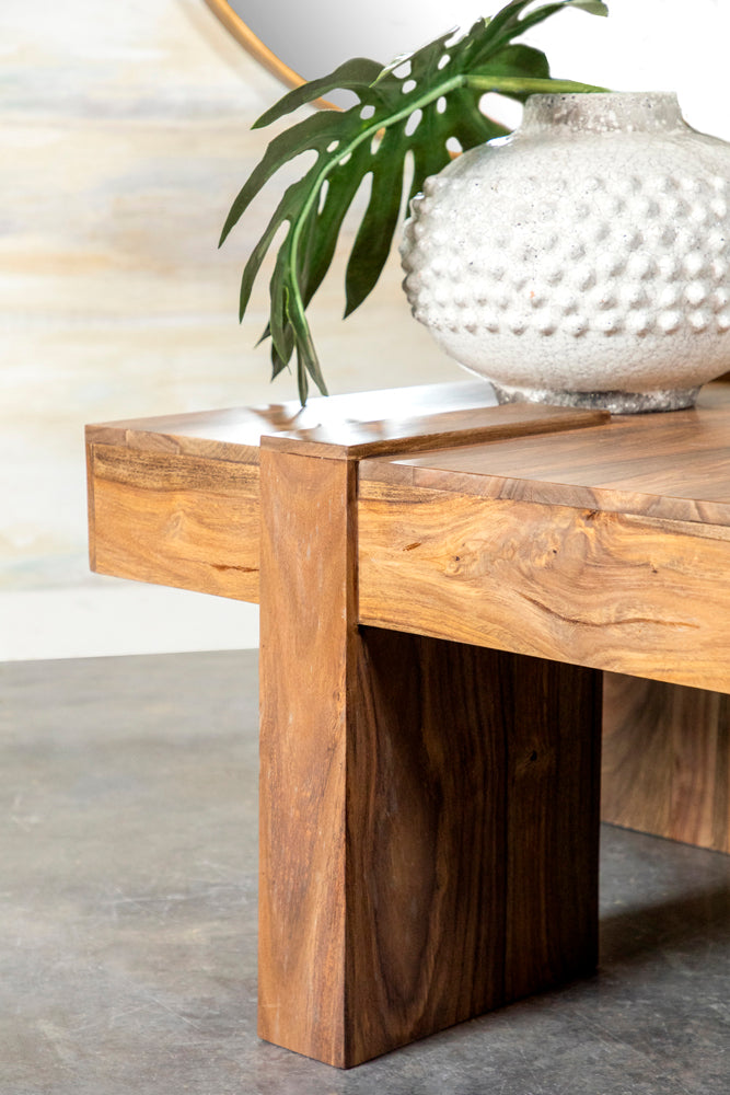 Samira Square Solid Wood Coffee Table Natural Sheesham — view 12