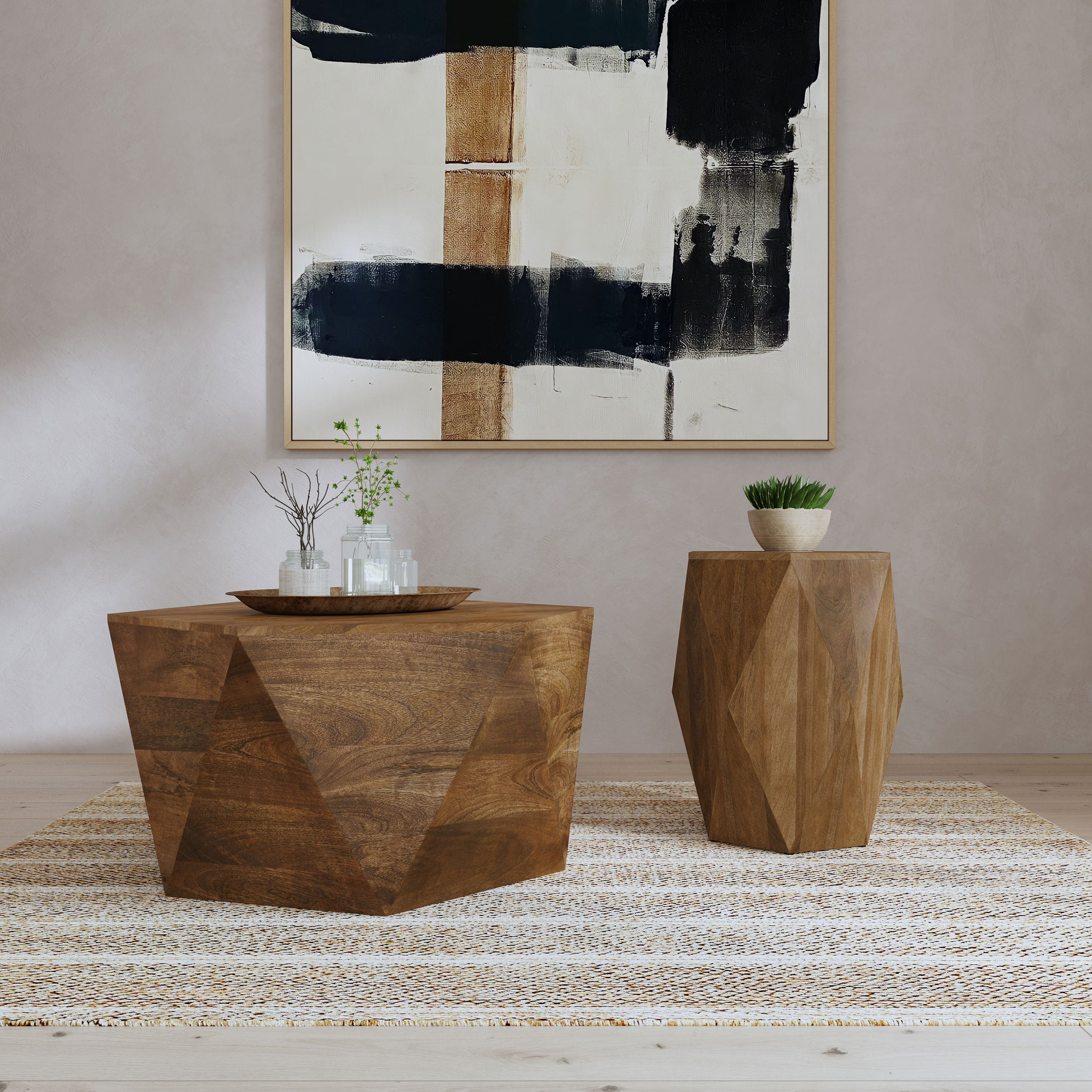 Zalika 2-piece Solid Wood Coffee and End Table Set Natural — view 1