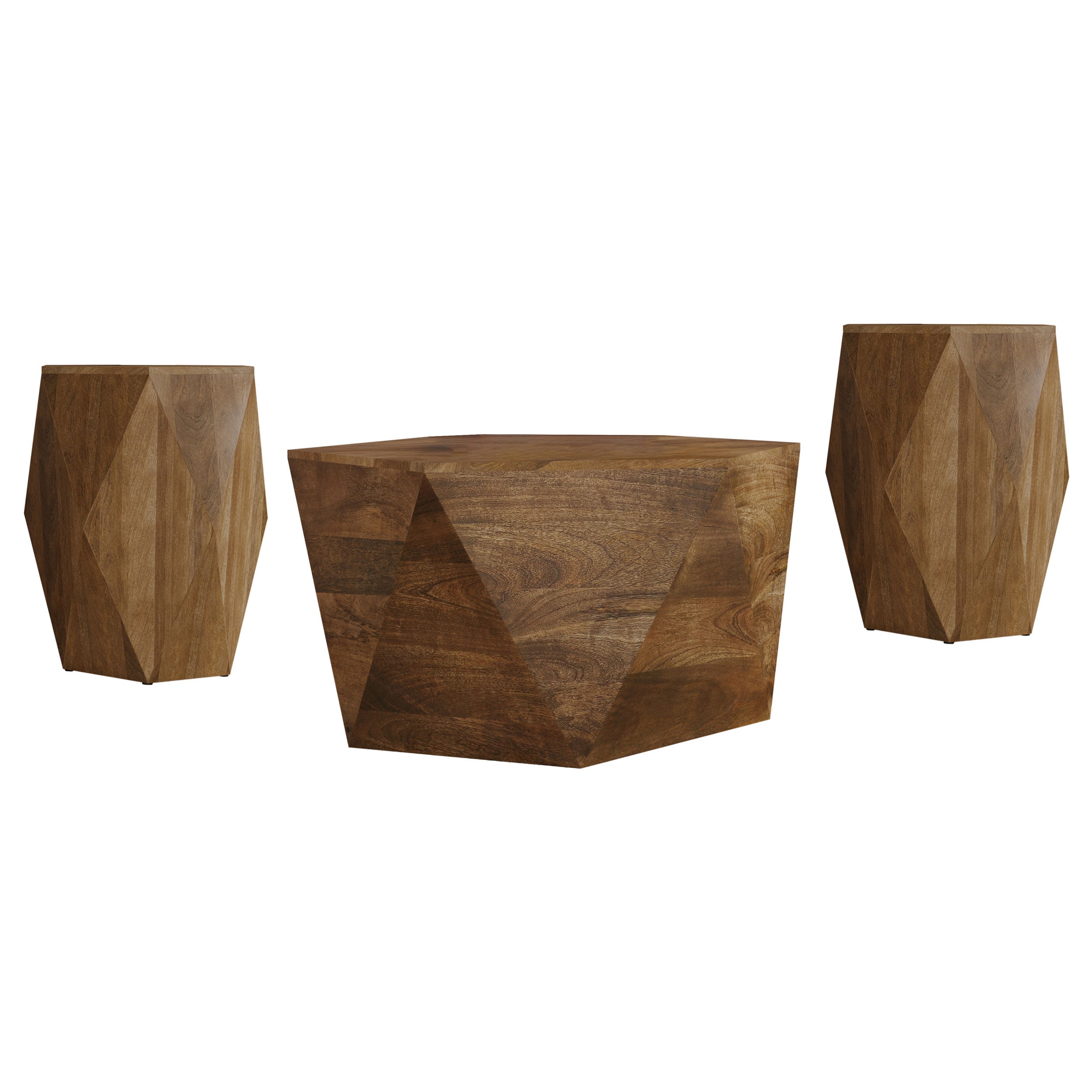 Zalika 3-piece Solid Wood Coffee and End Table Set Natural — view 2