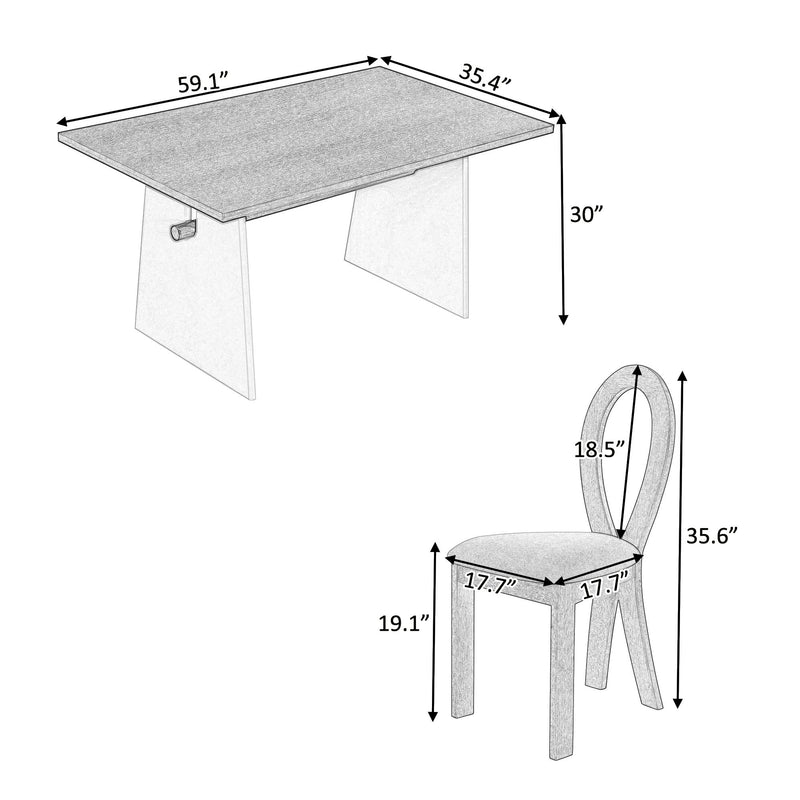 7 Piece Dining Table Set With Trestle Dining Table And 6 Upholstered Dining Chairs