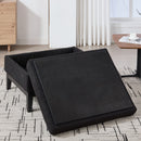 Upholstered Storage Ottoman With Reversible Lid Coffee Table With Rubberwood Legs