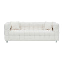 Sophisticated Comfort: Beige White Teddy Plush Sofa - 80 Inch, Perfect for Living Room or Bedroom, Includes Two Throw Pillows and Heavy-Duty Hardware Foot Support