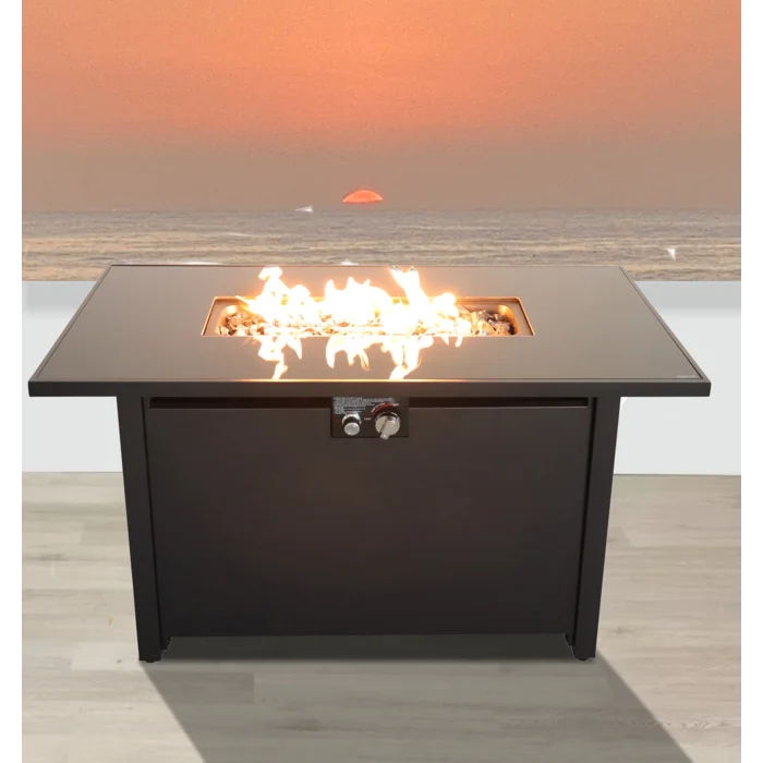 Outdoor Fire Pit Table With Lid Modern Design - Black