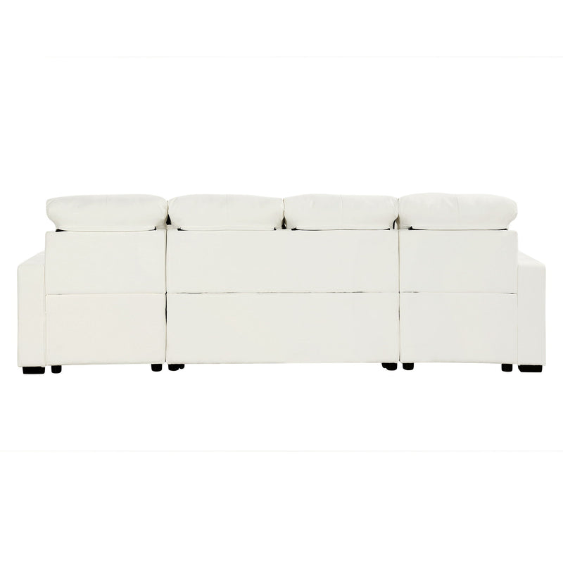 Oversized U-Shaped Versatile Sectional, Pull-Out Sofa Bed With Double Storage Chaise Lounges And 2 USB Ports For Living Room