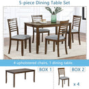 5 Pieces Modern Dining Set, Rectangular Wooden Dining Table With 4 Upholstered Chairs