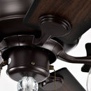 52" Crystal Shade Ceiling Fan Lamp, 3 Speed, 4 Timing, 5 Reversible Blades Crystal Ceiling Fan, 5 Pieces X E12 (No Include Bulb), Hand Pull Chain - Matte Black