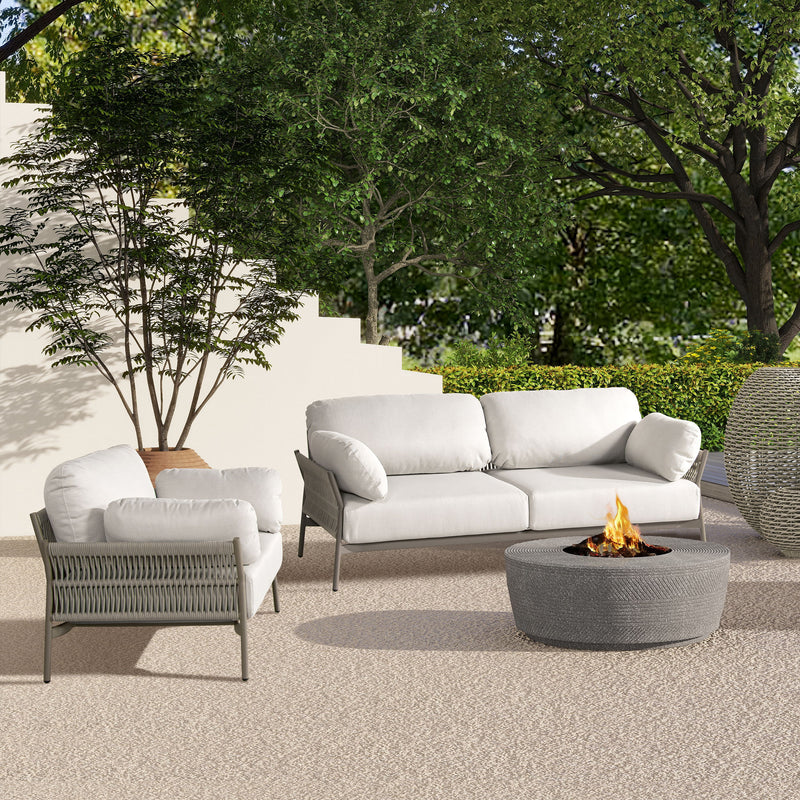 Jasper - Upholstered Patio Deep Seating Sofa - Wheat Beige