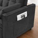 Modern Velvet Convertible Loveseat Futon Sofa With Pullout Bed, Reclining Backrest