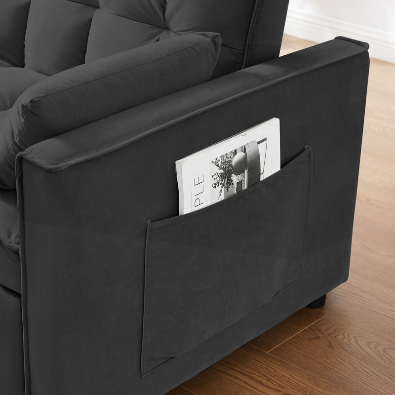 Modern Convertible Velvet Futon Loveseat With Sleeper Bed Function