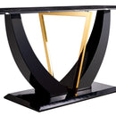 Modern Minimalist Luxurious Imitation Marble Dining Table Rectangular Office Desk With Tempered Glass - Black