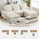 Modern Comfy Chenille L Shaped Sectional Sofa With Movable Ottoman