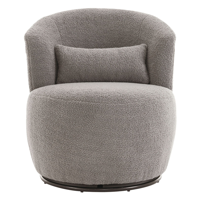 Swivel Accent Chair, Contemporary Round Armchair With 360 Degree Rotation And Metal Base For Living Room Elegance