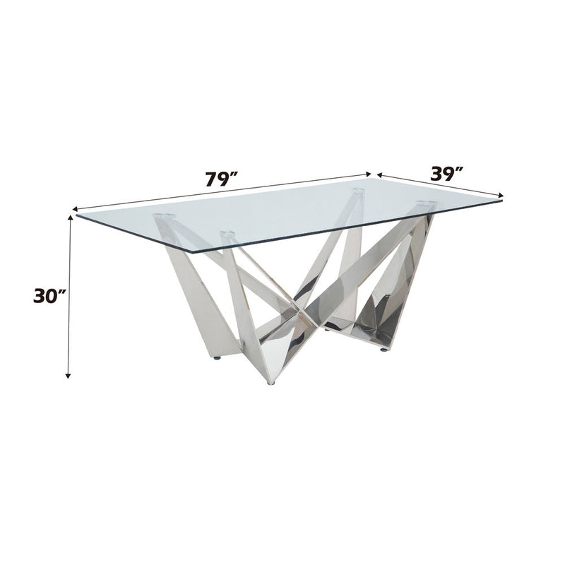 Dekel - Dining Table - Clear Glass & Stainless Steel