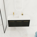 Contemporary 48" Wall Mounted Bathroom Vanity With Resin Sink And Soft Closing Doors And Line - Black Chestnut